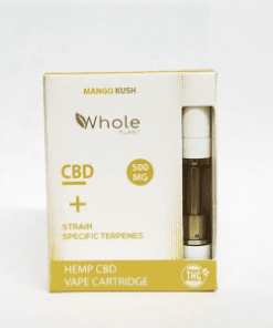 Mango Kush hemp-derived CBD 1 gram 510 thread vape cartridge with tropical mango flavor
