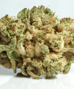 Gorilla Glue #4 GG4 hybrid cannabis flower buds with dense white resin trichome coverage close-up