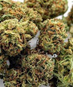 Sour Diesel cannabis flower buds displaying vibrant green coloring and sticky resinous surface characteristic of the strain