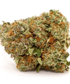 Chemdawg Chemdog hybrid strain close-up showing sticky resin coating and compact bud structure