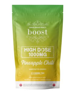Boost High Dose 3-pack THC gummies totalling 1500mg in product packaging