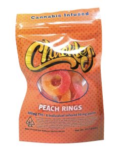 Chuckles Peach Ring 400mg THC medicated cannabis gummies package front view