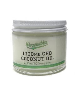 500mg CBD coconut oil jar made with organic coconut oil and CBD distillate, vegan and gluten-free