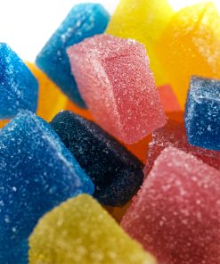 Happy Place Hemp Delta 8 Gummies 1000mg jar close-up showing product label with dosage and ingredient details