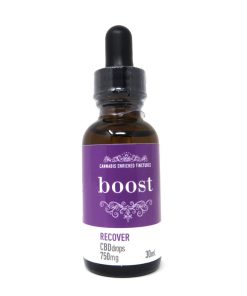 Boost CBD Recover Tincture 750mg bottle with bergamot flavouring and organic MCT oil base, 30ml