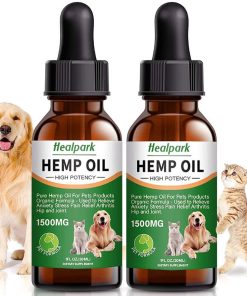 Healpark 1500mg hemp oil 2-pack bottles for dogs and cats on white background