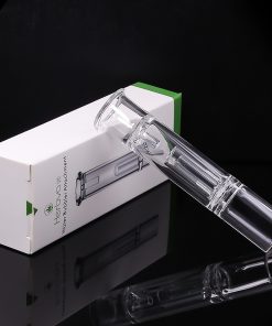 Herbva X water bubbler attachment front view showing glass chamber