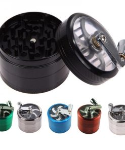 Premium herb grinder with magnetic drawer and foldable handle in green