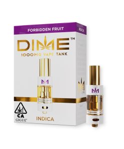 Dime Industries vape cart showing lab-tested oil in cartridge