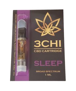 3Chi CBD vape cartridge packaging and product side view