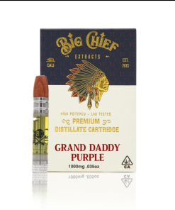 Big Chief vape cart label closeup showing strain and brand details