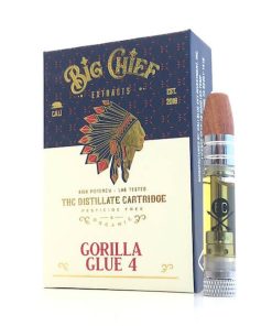 Big Chief cannabis cartridge displayed upright showing oil fill level