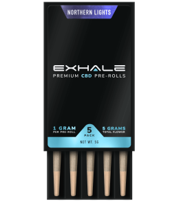 Exhale CBD pre-rolls 5-pack packaging front view
