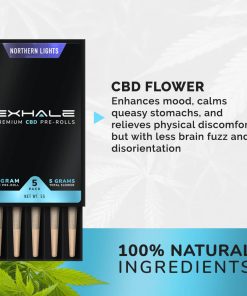 Exhale CBD pre-roll single joint ready to smoke with hemp flower visible