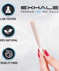 Exhale CBD pre-roll joint close-up with hemp wrap detail