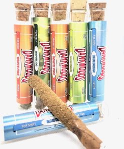Close-up of Blue Dream sativa dominant hybrid pre-roll showcasing blueberry haze cannabis flower