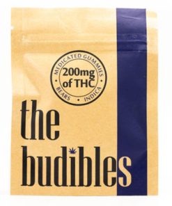 Budibles THC medicated gummy bears 200mg cannabis-infused candies in assorted flavours