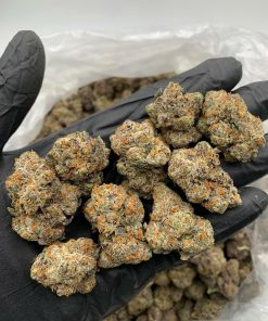 Blackberry Kush indica strain bud with visible yellow and purple coloring