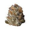 Premium Bubble Kush cannabis bud with dense trichomes, vibrant green and purple hues, and strong aroma.