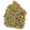 Birthday Cake cannabis strain buds with dense trichomes & purple hues on a white background