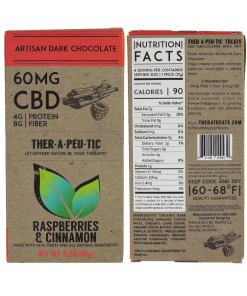 CBD chocolate bar with raspberries & cinnamon, 60mg therapeutic treats