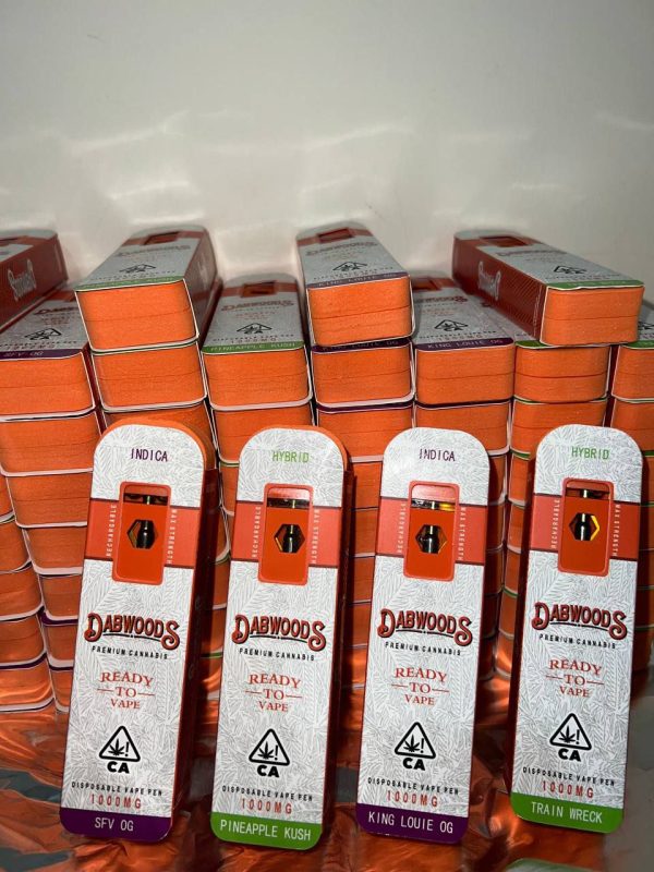 Dabwoods vape cartridge with branded packaging available at Florida Gas Packs marijuana dispensary