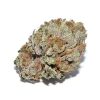 Afghan Kush indica cannabis buds with dense resin-coated trichomes and broad leaves
