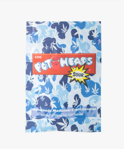 Vibrant blueberry sour candy in a playful pot-shaped container, perfect for pothead candy lovers.