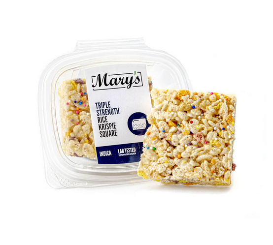 Rice Krispie Square Triple Strength Indica cannabis edible bar with 250mg THC from Florida Gas Packs