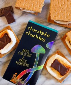 Chocolate Chuckles psilocybin chocolate bar with 12 pieces of rich dark chocolate infused with magic mushrooms