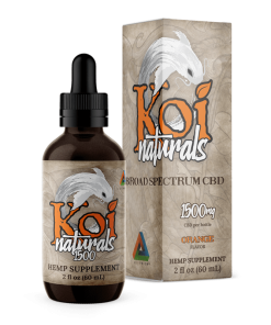Koi CBD Oil Tincture in 30ml bottle with natural hemp leaves