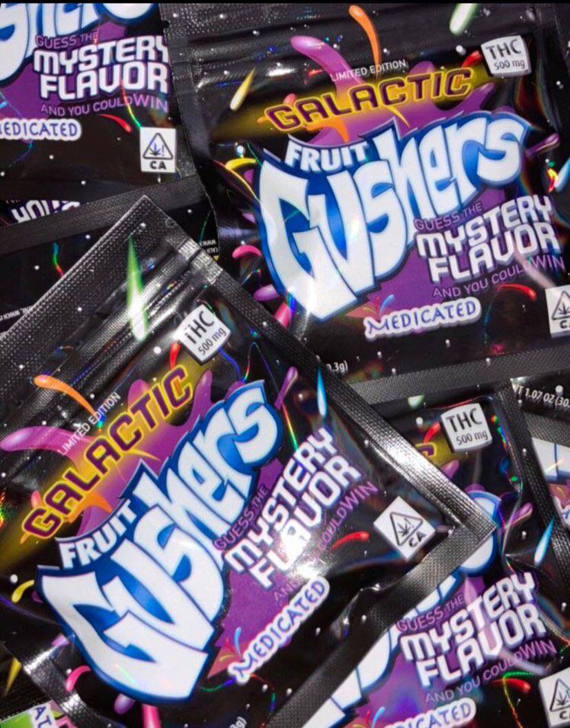 Gusher Gummies 500mg THC – Sour Tropical Edibles Gusher Gummies: fruity, juicy candy with soft, bursting center—perfect snack!