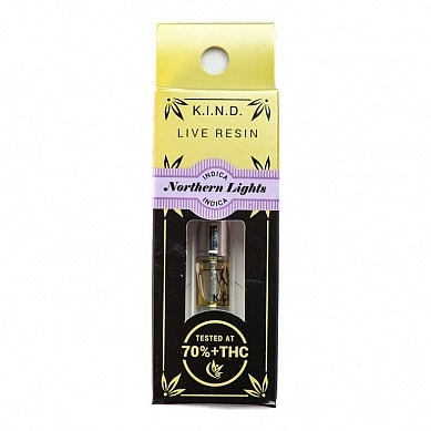 K.I.N.D. Carts Northern Lights vape – K.I.N.D. Carts Northern Lights 500mg indica live resin vape cartridge with sweet pine flavor
