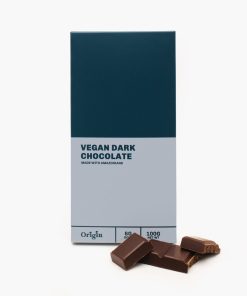 Vegan Dark Psychedelic Chocolate Bar with blue spirals, rich cocoa, organic ingredients