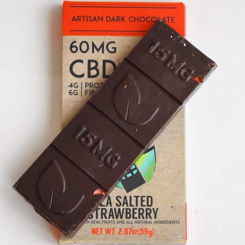 Therapeutic-Treats-Sea-Salted-Strawberry-CBD-Chocolate-Bar-2.jpg CBD chocolate bar with raspberries & cinnamon, 60mg therapeutic treats