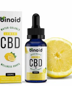 Binoid Water-Soluble CBD Drops – Lemon (500mg) in a clear bottle with dropper