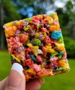 Fruity Pebbles 500mg Cereal Bar - Colorful fruity cereal pieces in a compact, chewy snack bar.