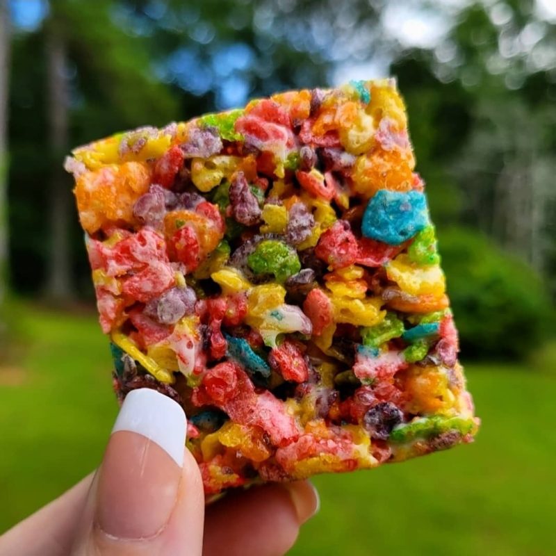 Fruity Pebbles 500mg THC Cereal Bar by White Label Edibles — colorful cannabis-infused marshmallow cereal treat available at Florida Gas Packs