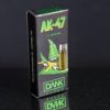 AK-47 DankVapes vape pen with e-liquid cartridge, sleek black design.