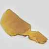 Glowing golden Hawaiian Shatter cannabis concentrate in jar, ultra-pure THC extract