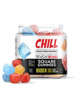 Chill Plus Delta Force Squares Gummies - 1000X, 30ct Delta 8 THC & CBD Gummies, Relax & Relief, Delicious Square Gummies