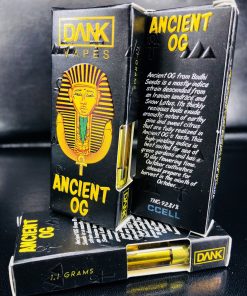 Golden Ancient Og DankVapes cannabis vape pen, potent THC oil, sleek design