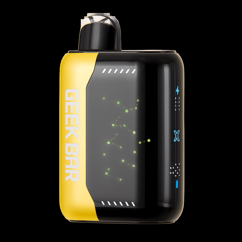 Geek Bar Pulse X 25k Banana Taffy Freeze disposable vape front view showing dual display screen